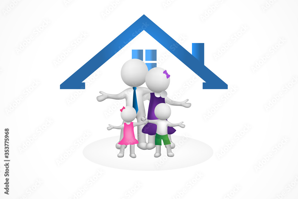 Logo family house 3D people vector image