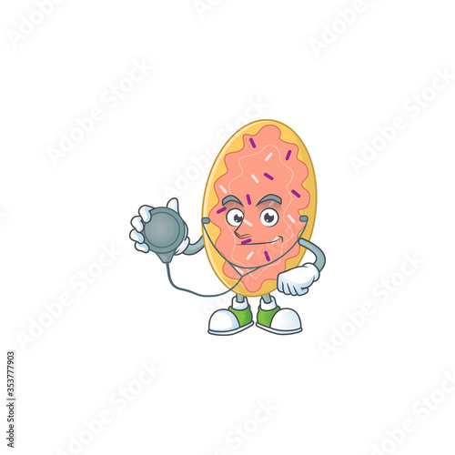 Cartoon character of bread dedicated Doctor Work with stethoscope