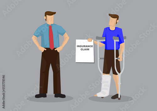 Employee Claims Medical Insurance from Employer Cartoon Vector Illustration