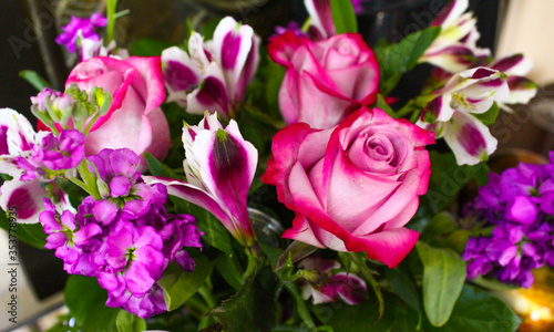 colorful pink and purple bouquet