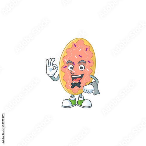 A cartoon image of bread as a waiter character ready to serve