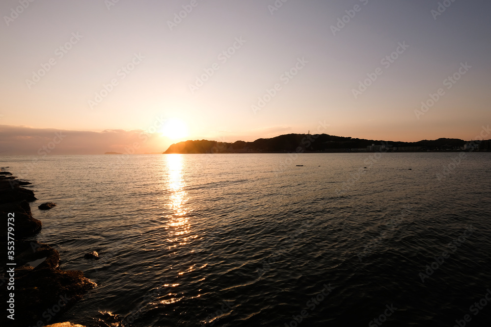 逗子海岸の夕日