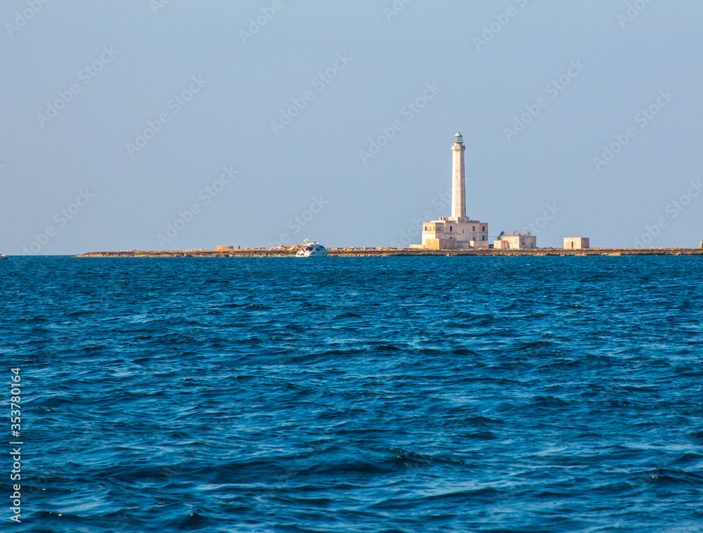 Lighthouse near ionian sea (St Andrea Island), Gallipoli, Salento, South Italy