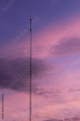 Radio Communication Towel with Beautiful Sky before Sunset