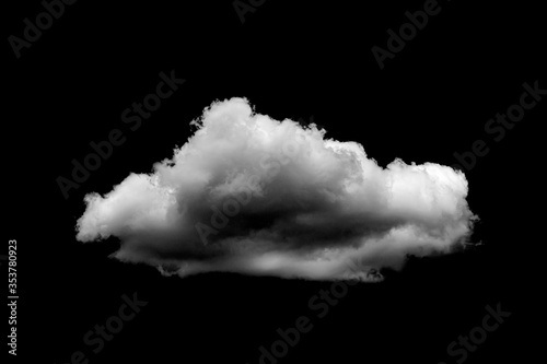 White cloud isolated on black background realistic cloud.