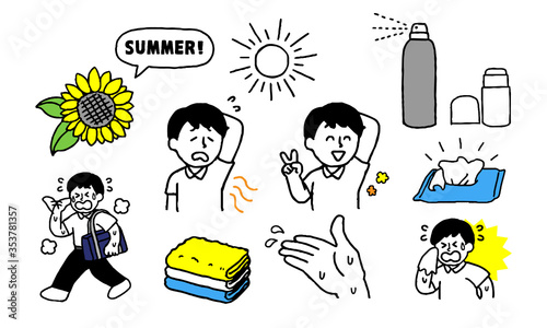 夏の脇の匂いに悩む学ラン男子セット（シンプル）