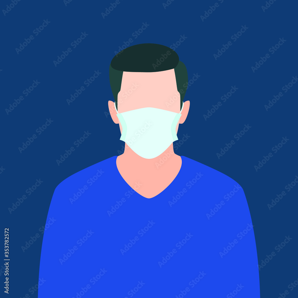 people wearing medical mask to prevent disease, flu, virus. Flat vector illustration