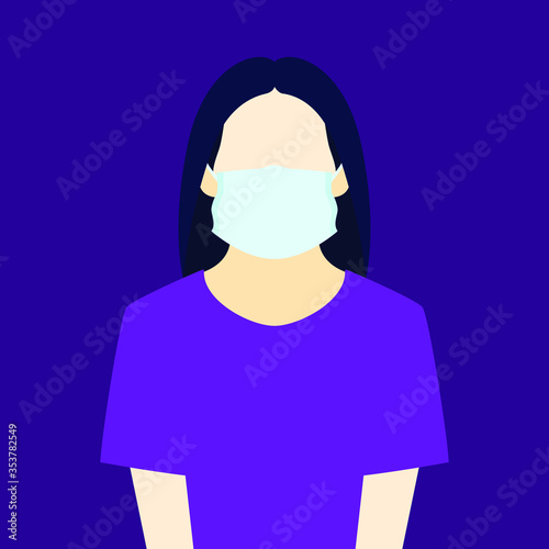 people wearing medical mask to prevent disease, flu, virus. Flat vector illustration