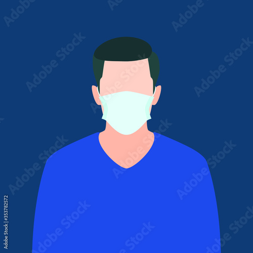 people wearing medical mask to prevent disease, flu, virus. Flat vector illustration
