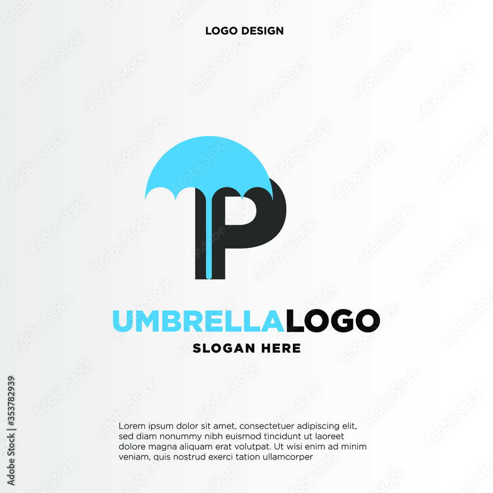 P initial logo design with an umbrella P initial logo design with an umbrella