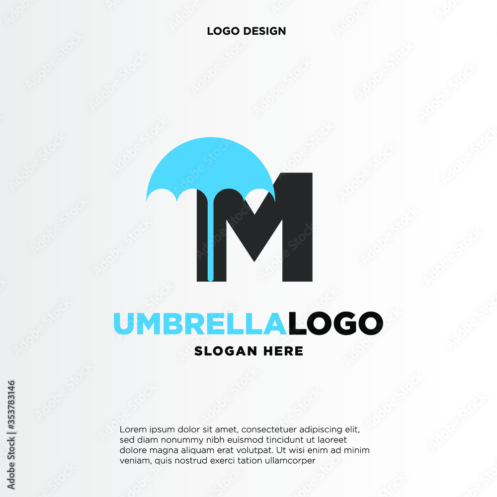 M initial logo design with an umbrella M initial logo design with an umbrella