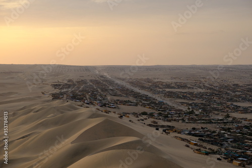 Peru Huacachina - Ica city from a nearby sand dune