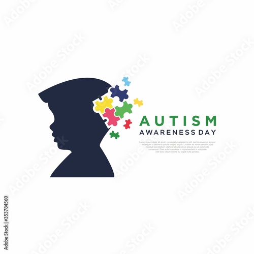 Vector world autism awareness day poster on white background