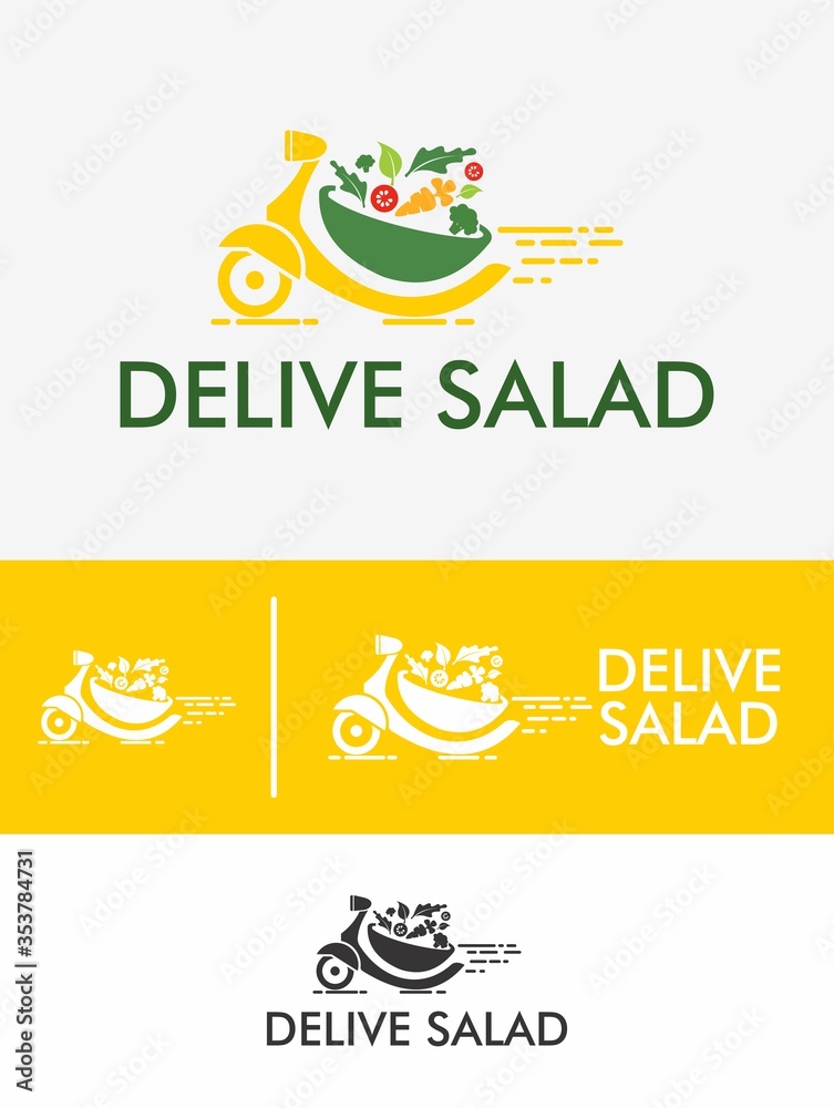 Delivery Salad Logo Vector Template
