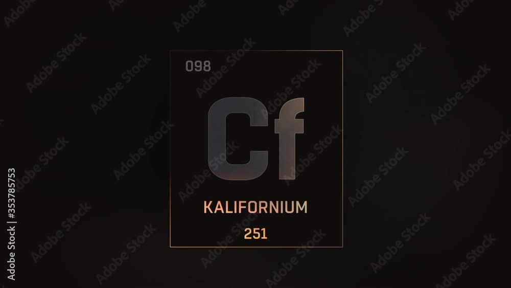 Californium as Element 98 of the Periodic Table. Seamlessly looping 3D animation on grey illuminated atom design background orbiting electrons name, atomic weight element number in German language Californium as Element 98 of the Periodic Table. Seamlessly looping 3D animation on grey illuminated atom design background orbiting electrons name, atomic weight element number in German language
