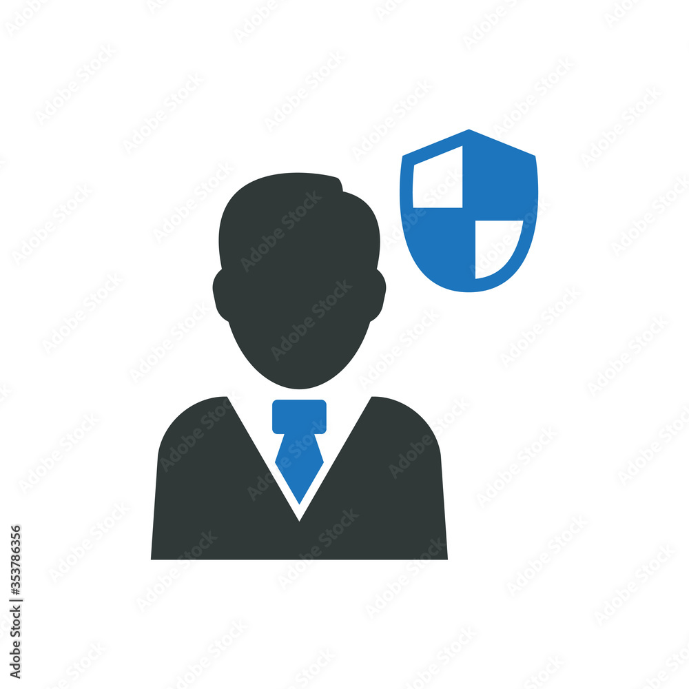 Businessman with shield icon