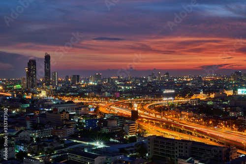 Beautiful sky in City View at evening Time Thailand
