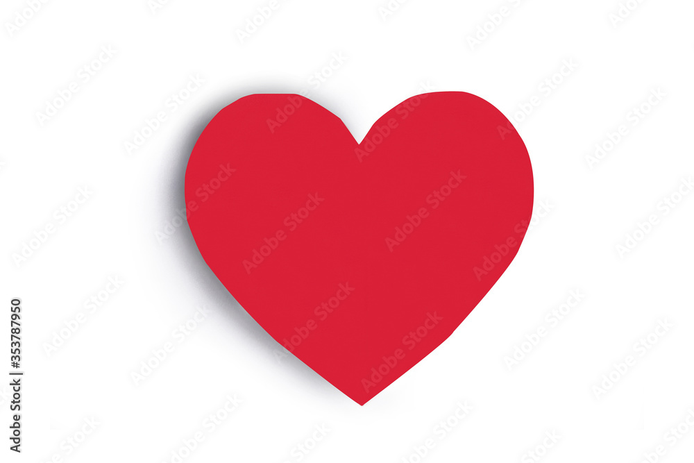 Heart shaped red paper in white background, , Valentines Day background, Holiday Card, Clipping path done using pen tool.