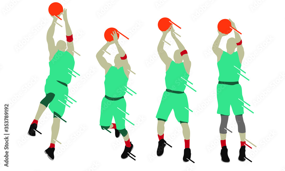 Basketball player shape silhouette vector set action pose Stock Vector ...