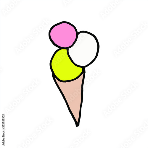 Isolated on white ice cream Stock illustration, vector, hand drawing, design element for printing, scrapbooking, postcard