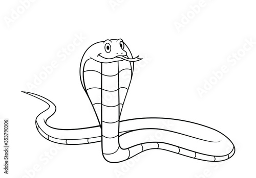Cartoon cobra snake line drawing. Vector clip art illustration for coloring book