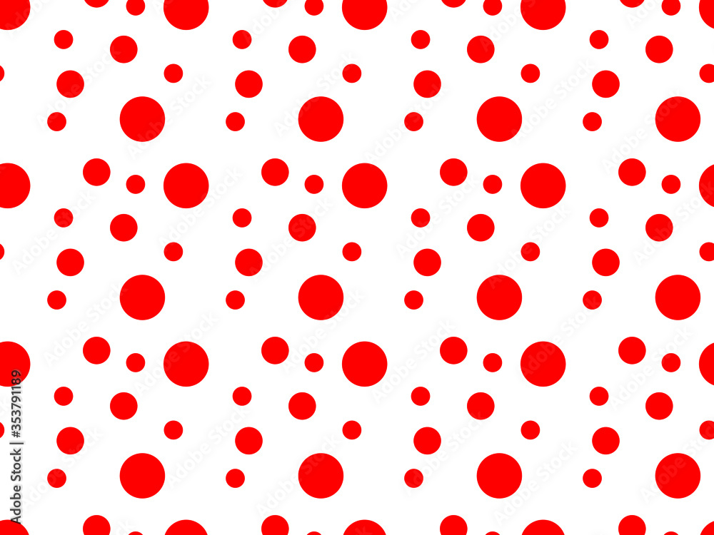 red dots seamless pattern, ladybird bug polka dot print for textile, fashion, scrapbook paper, wallpaper. Black circles on bright red as beetle spots decoration. Vector red dots seamless pattern, ladybird bug polka dot print for textile, fashion, scrapbook paper, wallpaper. Black circles on bright red as beetle spots decoration. Vector