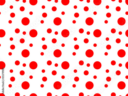 red dots seamless pattern, ladybird bug polka dot print for textile, fashion, scrapbook paper, wallpaper. Black circles on bright red as beetle spots decoration. Vector