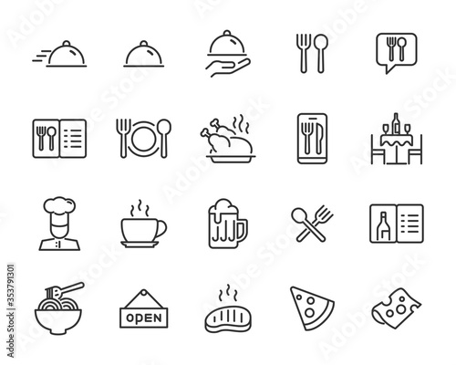 set of restaurant icons, food, drinks, menu