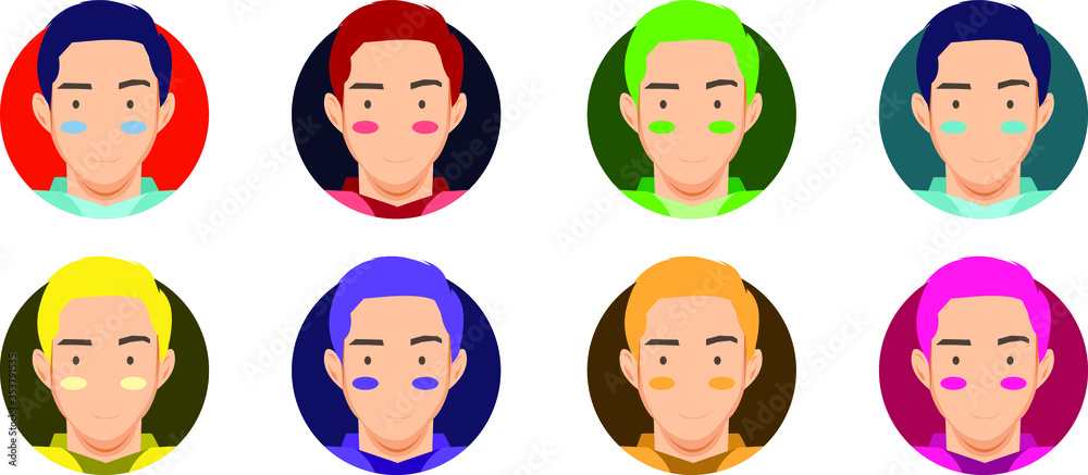 set of funny faces with different colors set of funny faces with different colors