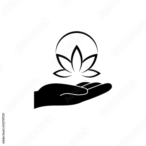 Lotus in hand icon for web design isolated on white background