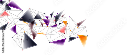 Line points connections, triangular technology design. Abstract geometric background