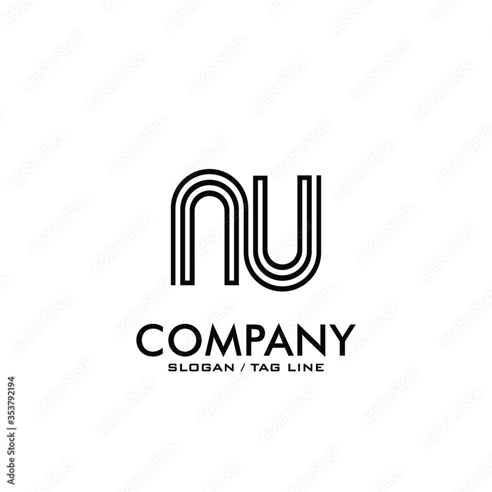 letter NU lines logo design vector letter NU lines logo design vector