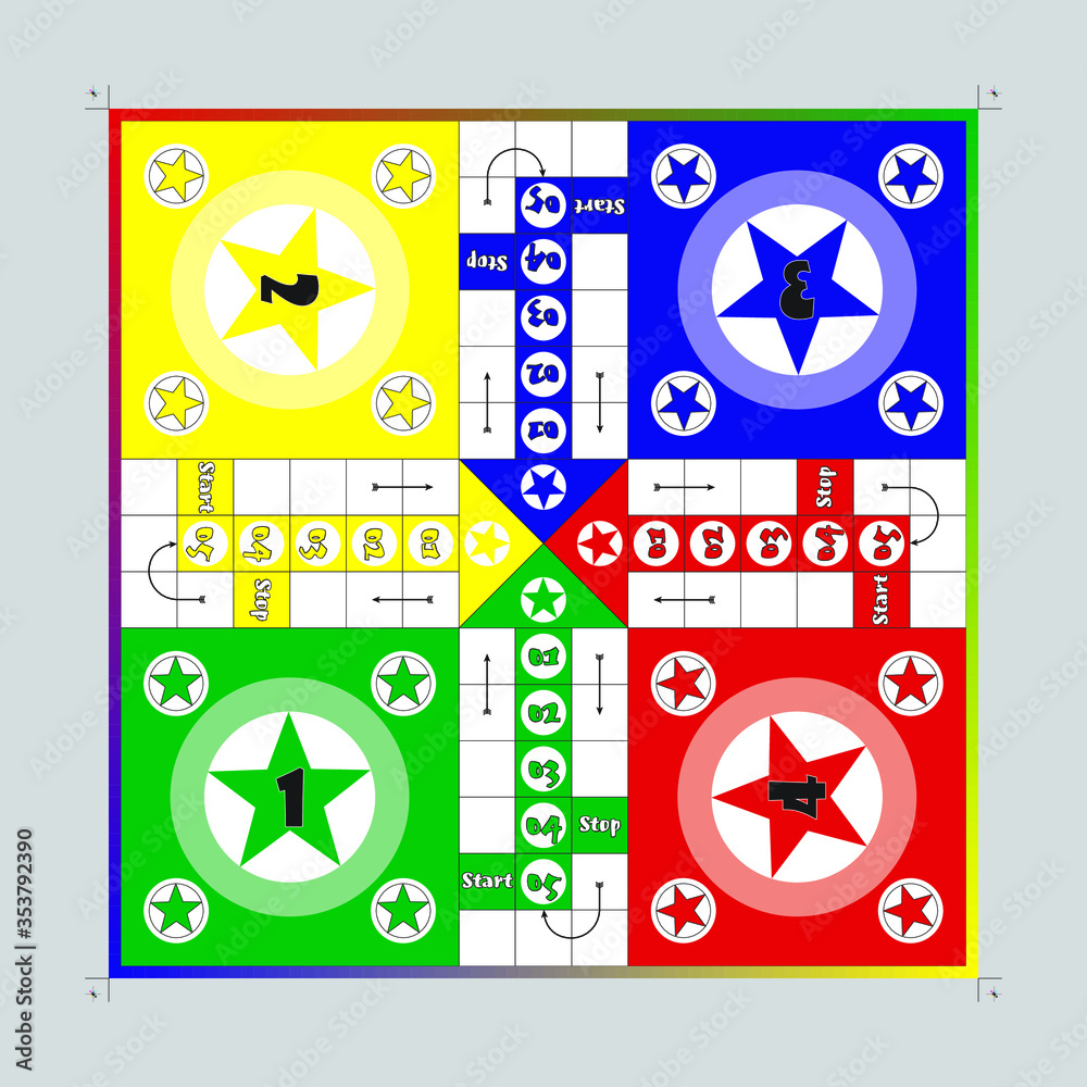 Ludo Board game - Children play game - Childhood play game vector - ready  to print Векторный объект Stock | Adobe Stock