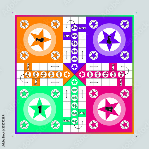 Ludo Board game - Children play game - Childhood play game vector - ready to print