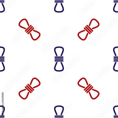 Blue and red Climber rope icon isolated seamless pattern on white background. Extreme sport. Sport equipment. Vector Illustration.