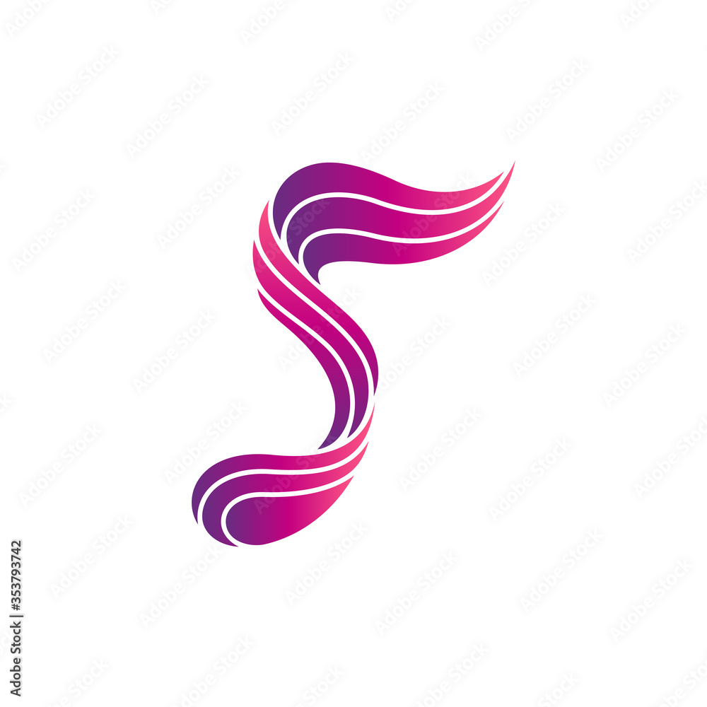 Fototapeta premium Music letter s logo. Simple stripes style. Music note logo template ready for use. Abstract musical logotype