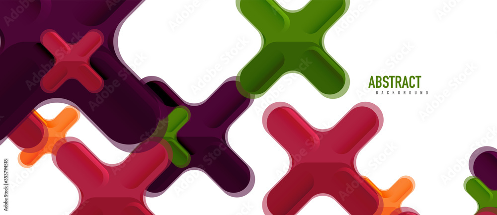 Glossy multicolored plastic style cross composition, x shape design, techno geometric modern abstract background. Trendy abstract layout template Glossy multicolored plastic style cross composition, x shape design, techno geometric modern abstract background. Trendy abstract layout template
