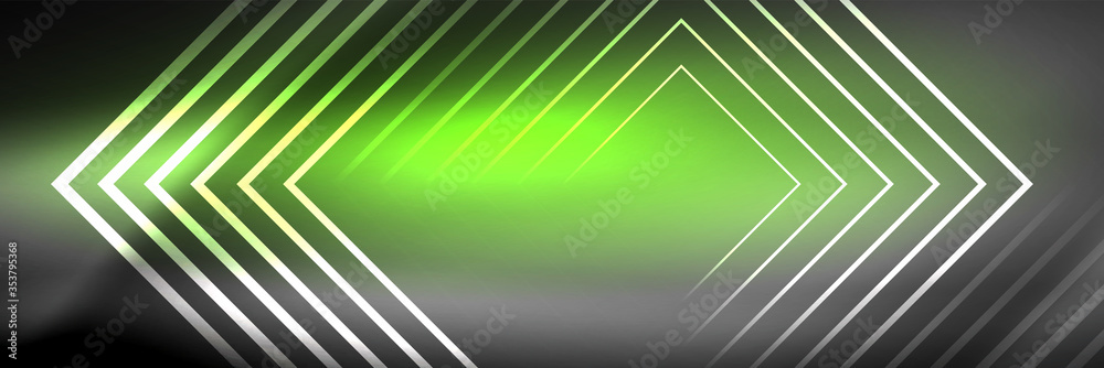 Shiny neon glowing techno lines, hi-tech futuristic abstract background template with square shapes Shiny neon glowing techno lines, hi-tech futuristic abstract background template with square shapes