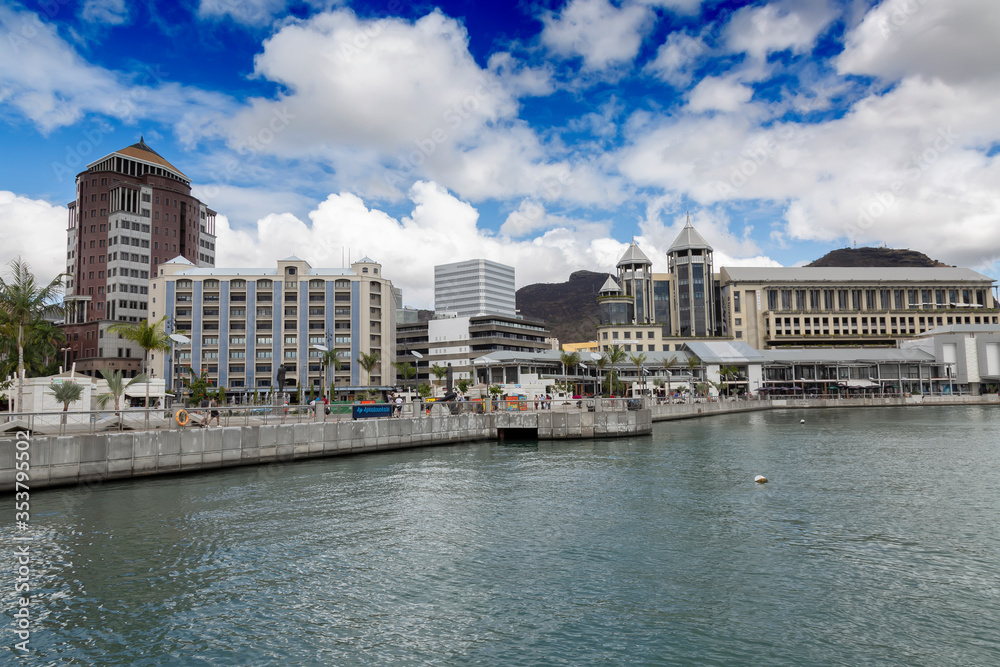 View of Port Louis waterfront,Mauritius. 