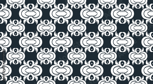 Vector elegan tile ornate seamless pattern. White ornament on luxury elegant blue background Retro hindu monochrome motif