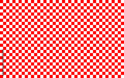 Red and white checkered pattern background. Vector illustration of red and white squares. Wallpaper consist of repeatable texture. Croatian checkerboard concept.