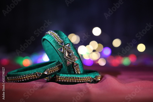 Photography Beautiful green color imitation jewelry bangles shoot as product photography at