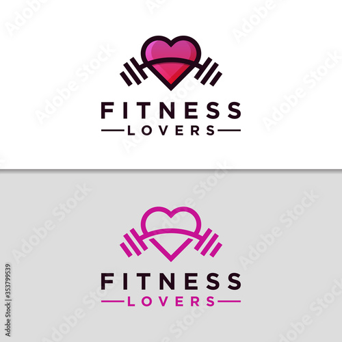 modern fitness love gym logo design vector template