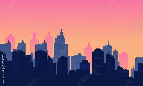 City of background with dusk panorama nuance