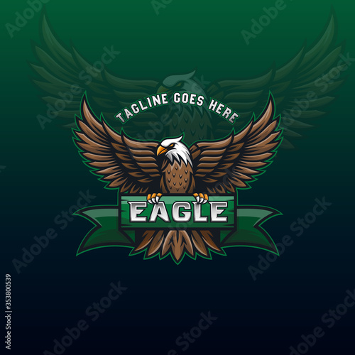 awesome flying eagle mascot logo for community or sport design identity vector template