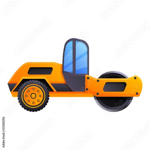 Road roller machine icon. Cartoon of road roller machine vector icon for web design isolated on white background