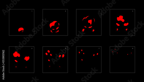 Fire explosion effect. Explosion Animation effect. Animation Sprite sheet for games, cartoon or animation. vector style animation effect 1112.