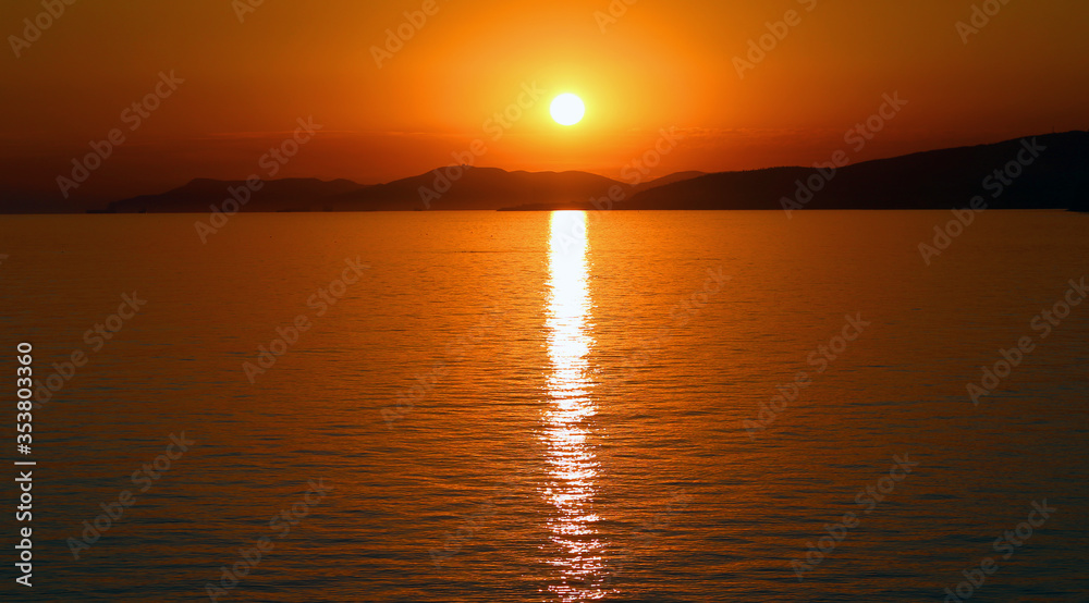 Fototapeta premium Photo background sea coast sunset