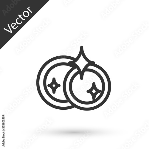 Grey line Washing dishes icon isolated on white background. Cleaning dishes icon. Dishwasher sign. Clean tableware sign. Vector Illustration