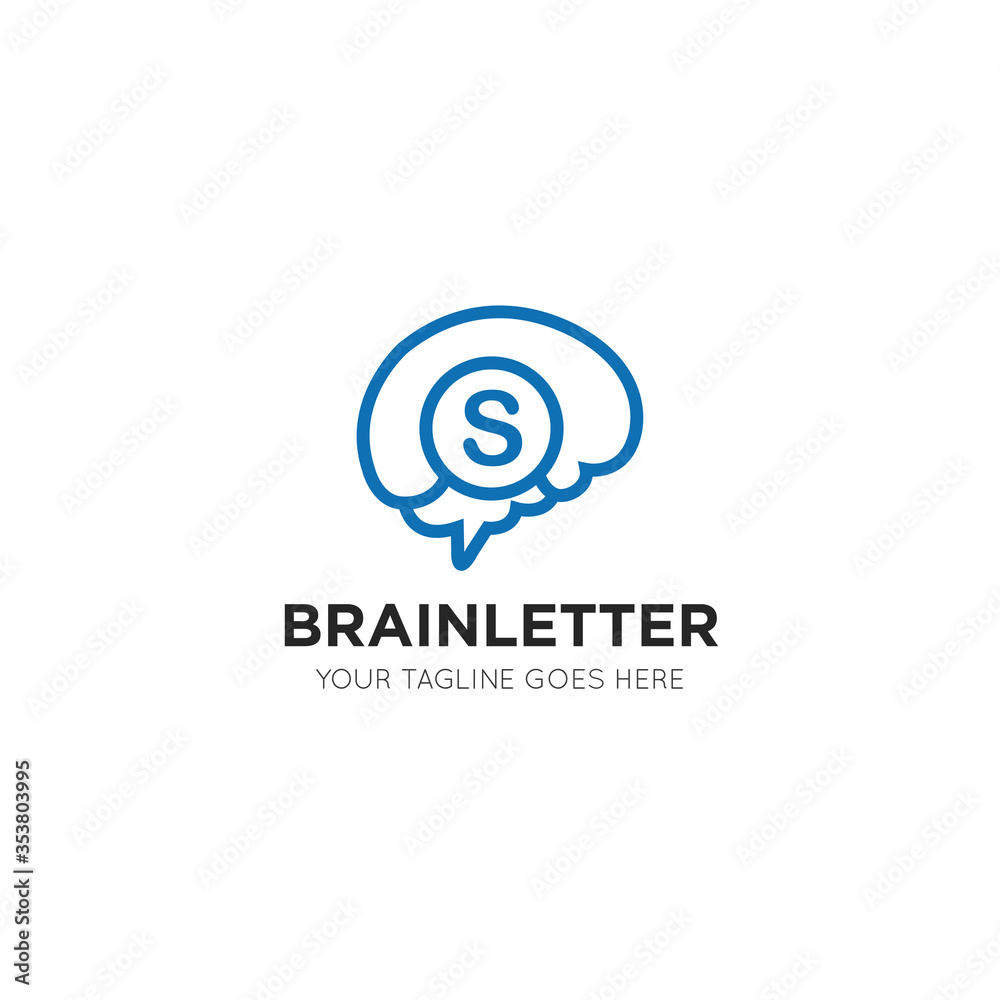 initial leter s brain logo and icon vector illustration design template